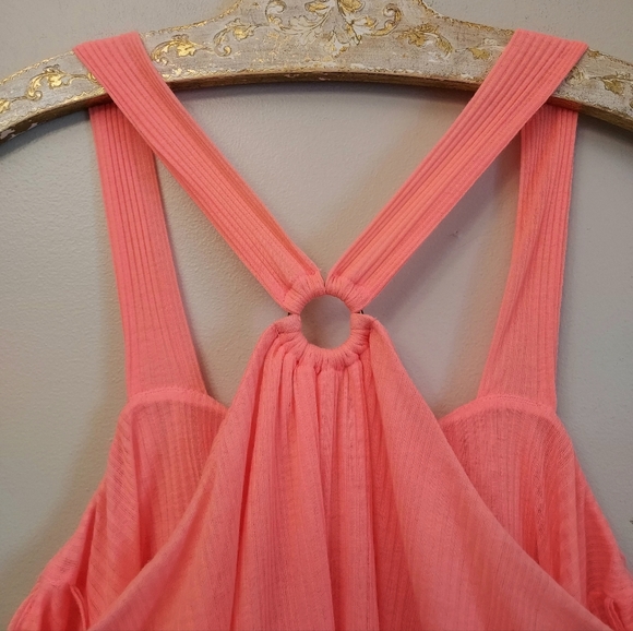 Free People NEW Just a Fling Coral Ribbed Blouson Halter Top Size XS - Picture 5 of 9